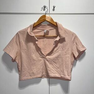 Pink open cleavage crop top